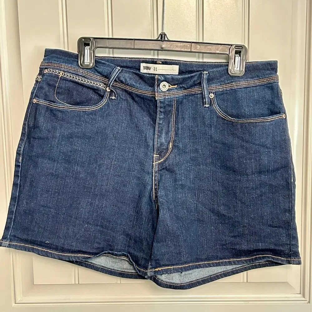 Levi's 395 Denim Shorts 31 Dark Wash Stretch 5